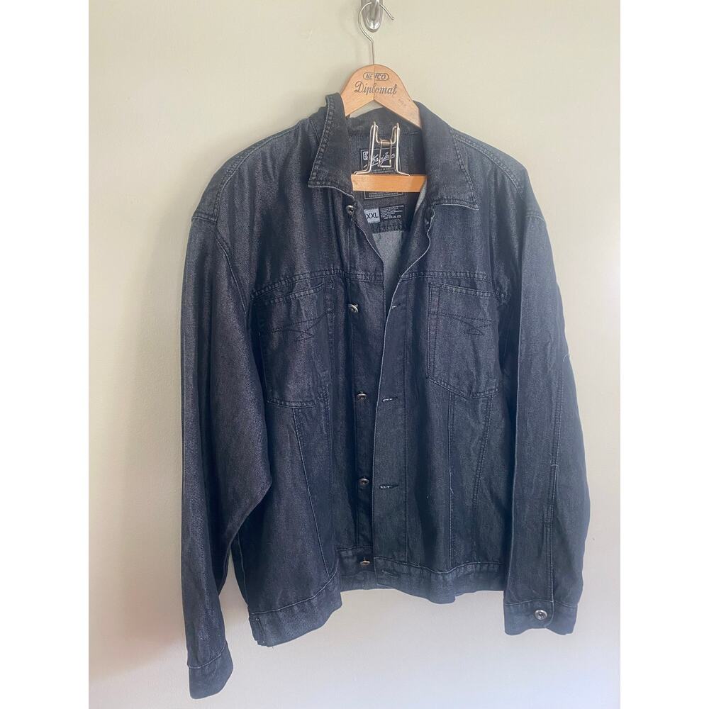 Vintage Karl Kani Jeans Denim Jacket Men Size XXL Black Hip Hop 90s Rap